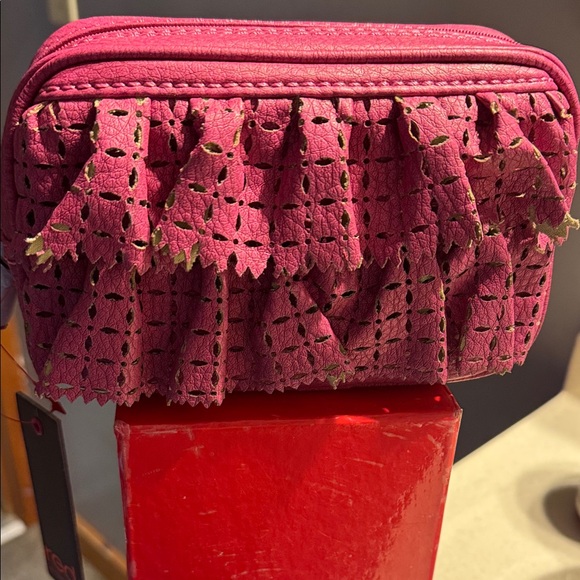 Marc Ecko Fuchsia Ruffled Cosmetic Bag - Picture 1 of 5